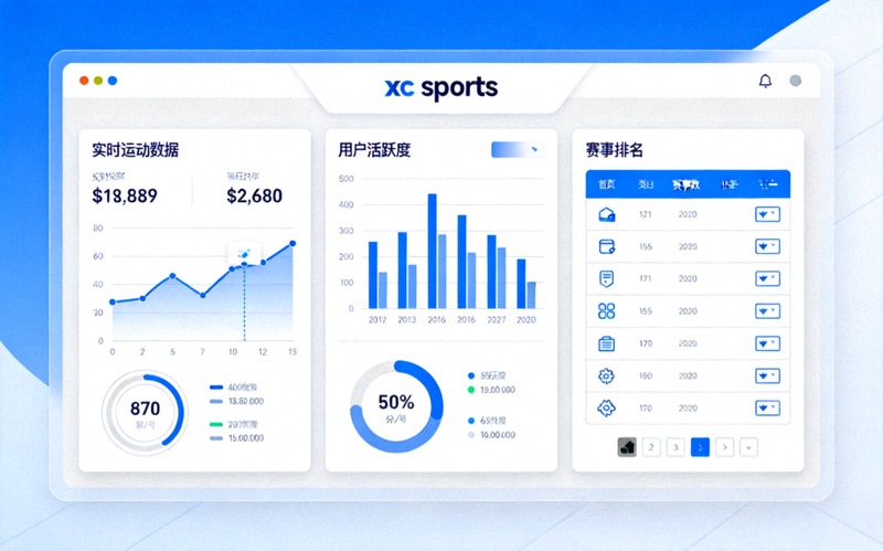 xc sports 平台现代化数据展示界面